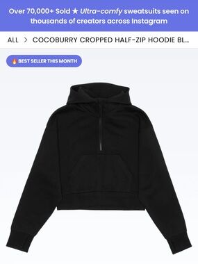 Black Cropped Half-Zip Hoodie